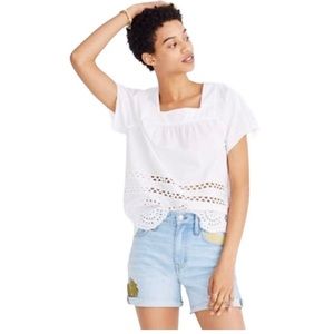 Madewell White Eyelet Square-Neck Top